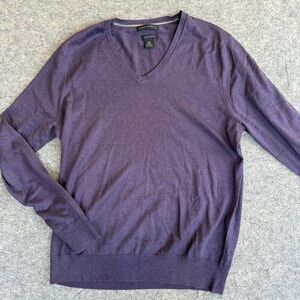 Banana Republic Sweater Mens Large Purple Luxury Blend Silk Cashmere V Neck